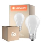 Monipakkaus 6x Osram Classic LED E27 Päärynä Filament Matta 11W 1521lm - 840 Kylmä Valkoinen | Himmennettävä - Korvaa 100W