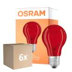Monipakkaus 6x Osram LED Star Classic Decor E27 Päärynä Filament Matta 2.5W 45lm - Punainen | Korvaa 7W